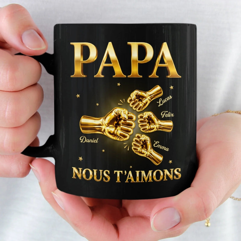 Mug Noir Personnalisé – Cadeau Pour Papy, Papa – Première Rencontre Avec Papa