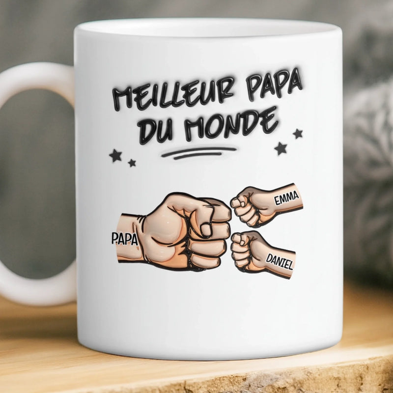 Mug Personnalisé à Effet 3D Gonflé – Cadeau Fête des Pères pour Papa – Mode Papa : Activé