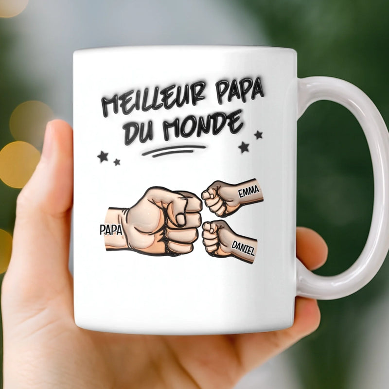 Mug Personnalisé à Effet 3D Gonflé – Cadeau Fête des Pères pour Papa – Mode Papa : Activé