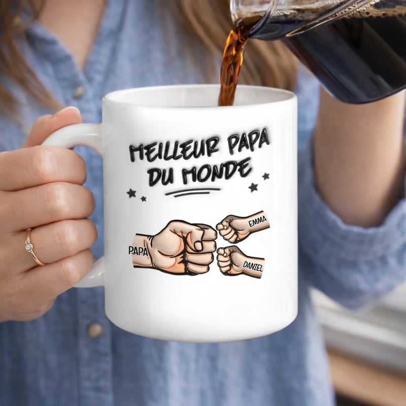 Mug Personnalisé à Effet 3D Gonflé – Cadeau Fête des Pères pour Papa – Mode Papa : Activé