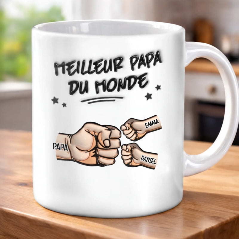 Mug Personnalisé à Effet 3D Gonflé – Cadeau Fête des Pères pour Papa – Mode Papa : Activé