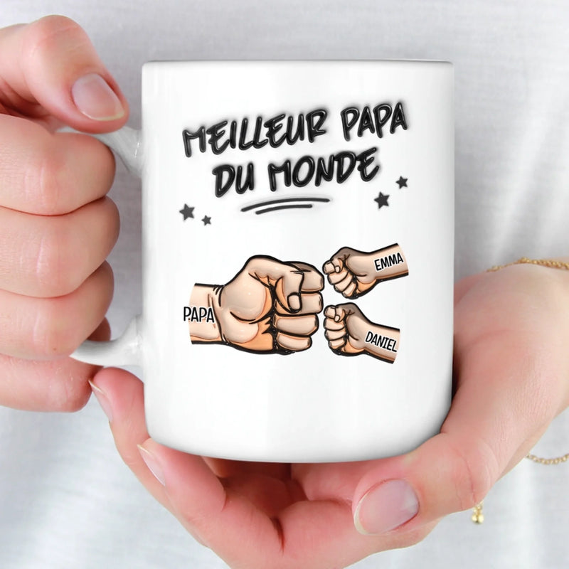 Mug Personnalisé à Effet 3D Gonflé – Cadeau Fête des Pères pour Papa – Mode Papa : Activé