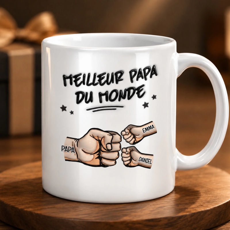 Mug Personnalisé à Effet 3D Gonflé – Cadeau Fête des Pères pour Papa – Mode Papa : Activé