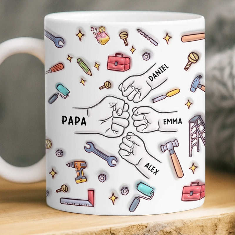 Mug Personnalisé à Effet 3D Gonflé – Cadeau Fête des Pères pour Papa – Papa Peut Tout Faire
