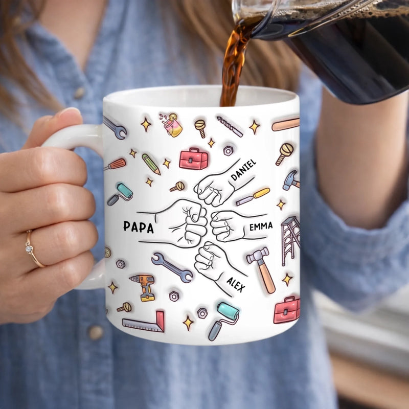 Mug Personnalisé à Effet 3D Gonflé – Cadeau Fête des Pères pour Papa – Papa Peut Tout Faire