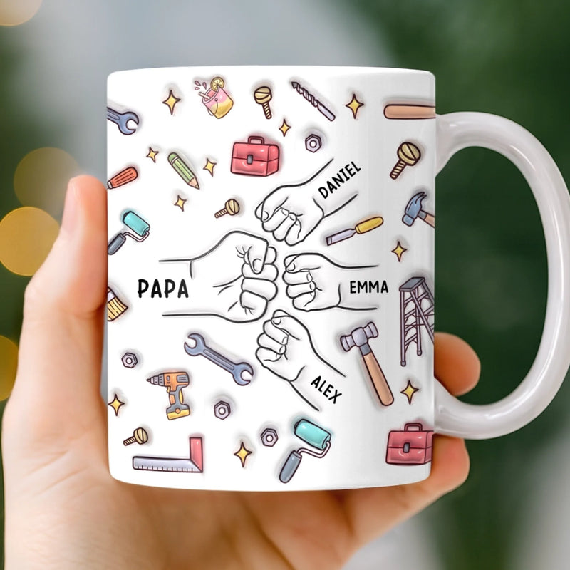 Mug Personnalisé à Effet 3D Gonflé – Cadeau Fête des Pères pour Papa – Papa Peut Tout Faire