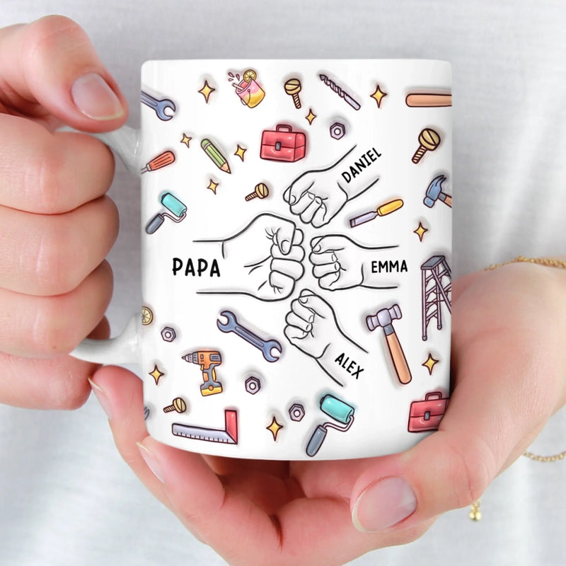 Mug Personnalisé à Effet 3D Gonflé – Cadeau Fête des Pères pour Papa – Papa Peut Tout Faire