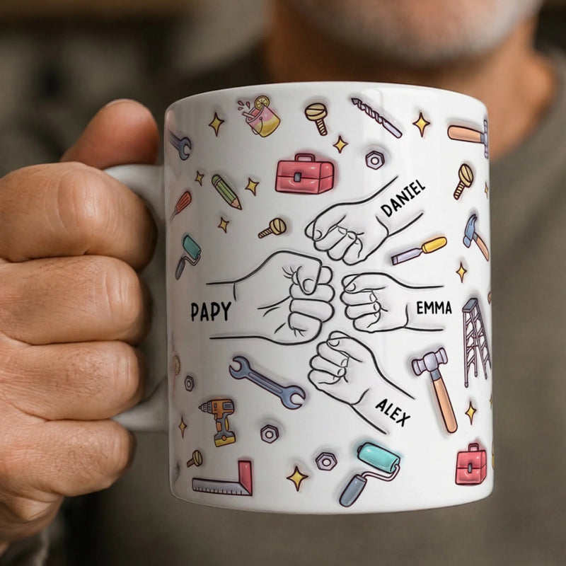 Mug Personnalisé à Effet 3D Gonflé – Cadeau Fête des Pères pour Papa – Papa Peut Tout Faire