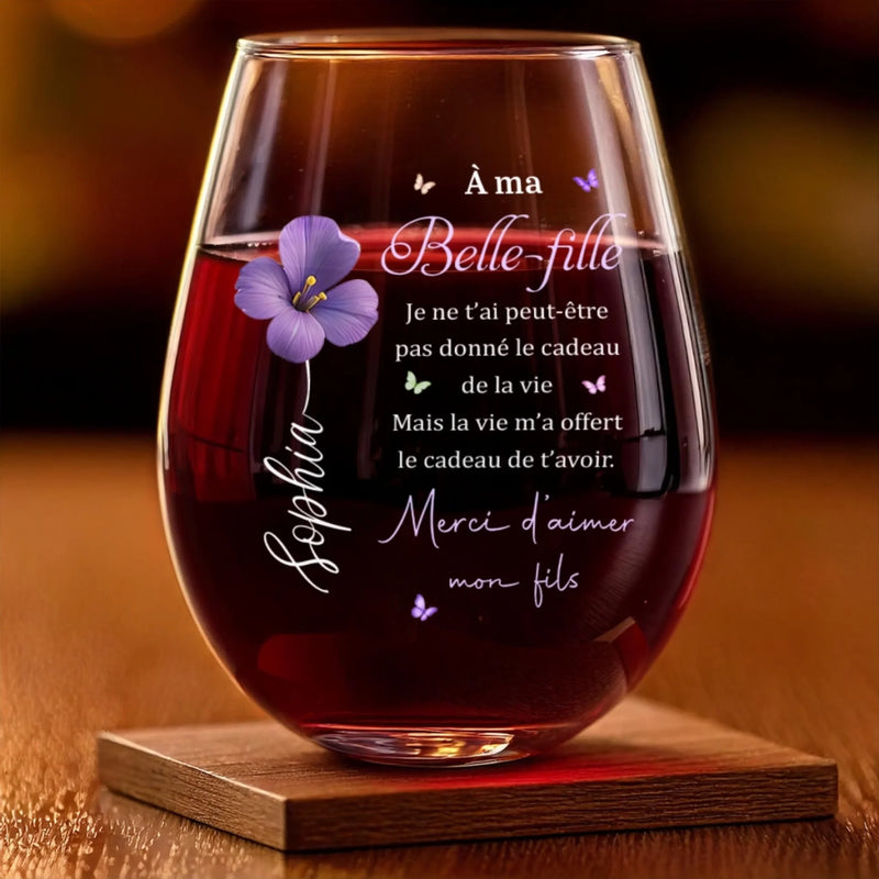 Verre À Vin Personnalisé – Cadeau pour Belle-fille – Merci D'aimer Mon Fils
