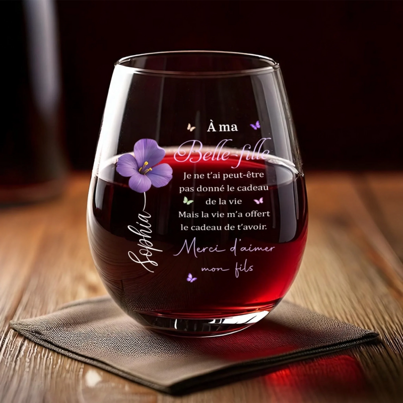 Verre À Vin Personnalisé – Cadeau pour Belle-fille – Merci D'aimer Mon Fils