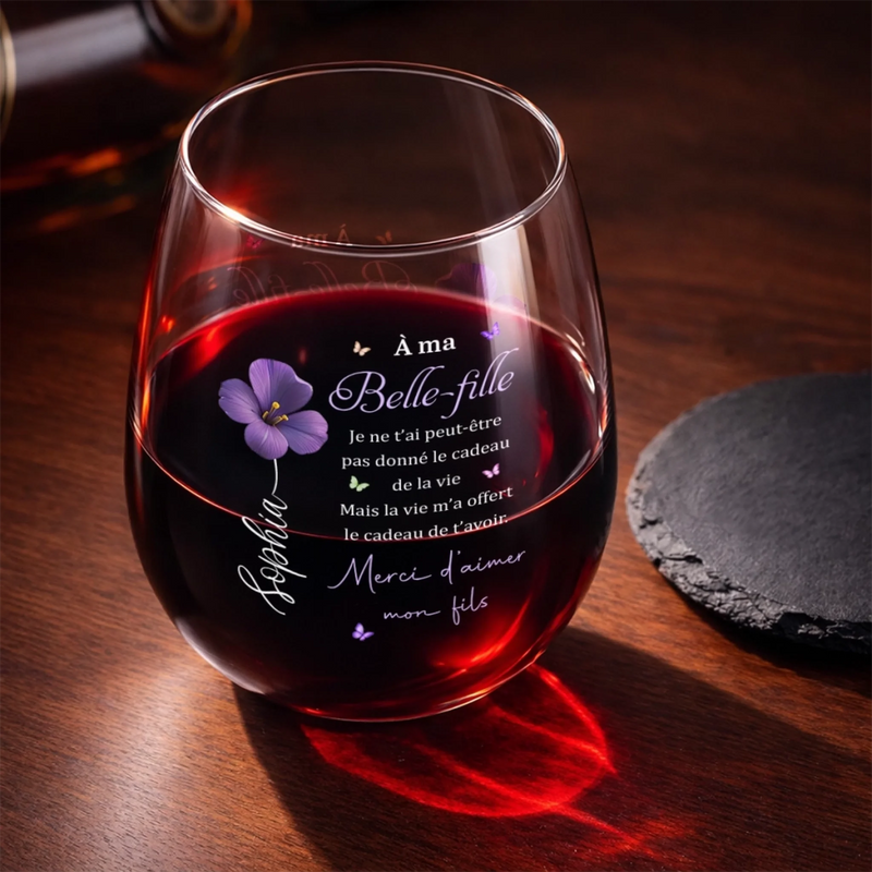 Verre À Vin Personnalisé – Cadeau pour Belle-fille – Merci D'aimer Mon Fils