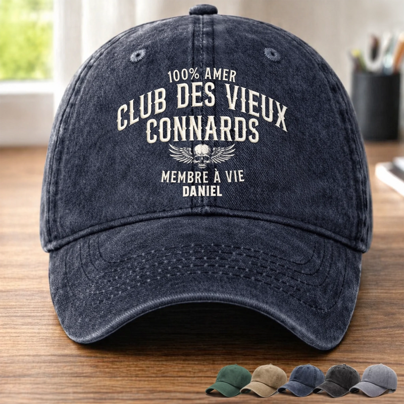 Casquette De Baseball En Jean Délavé Personnalisée – Cadeau Humoristiques Pour Papa –  Membre À Vie
