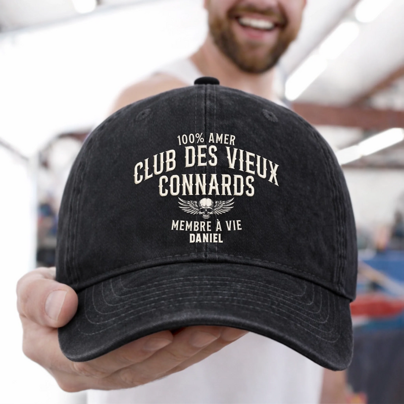 Casquette De Baseball En Jean Délavé Personnalisée – Cadeau Humoristiques Pour Papa –  Membre À Vie
