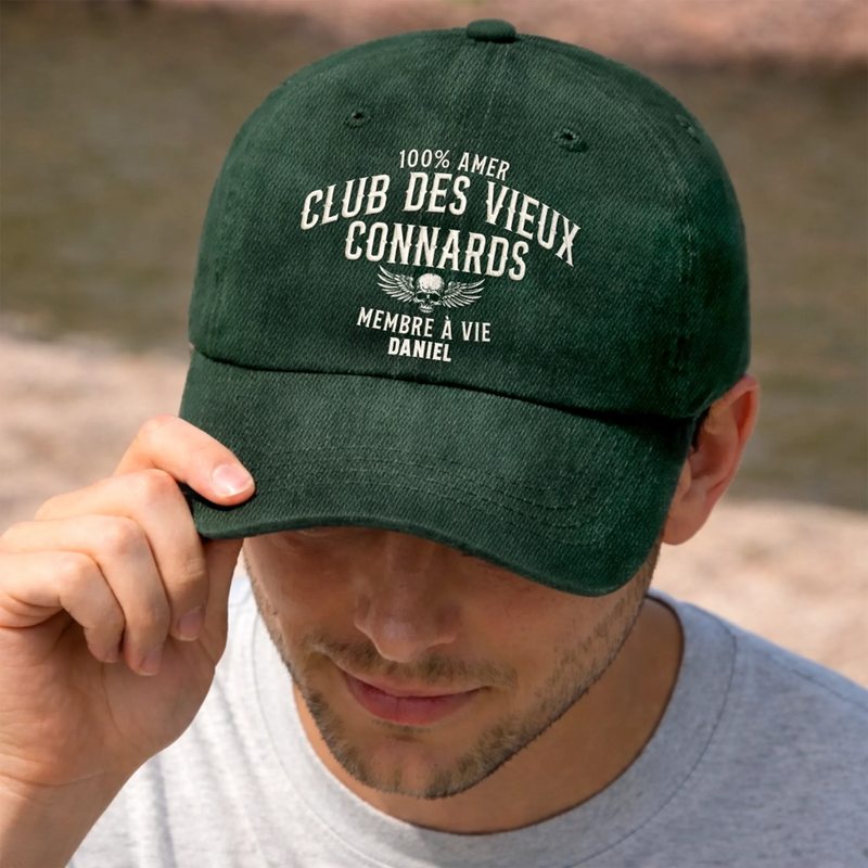 Casquette De Baseball En Jean Délavé Personnalisée – Cadeau Humoristiques Pour Papa –  Membre À Vie