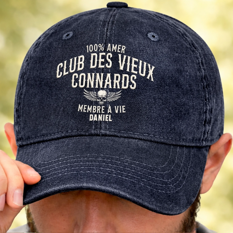 Casquette De Baseball En Jean Délavé Personnalisée – Cadeau Humoristiques Pour Papa –  Membre À Vie