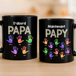 Mug Noir Personnalisé – Cadeau Pour Papy, Papa – Devenir Père Puis Grand-père