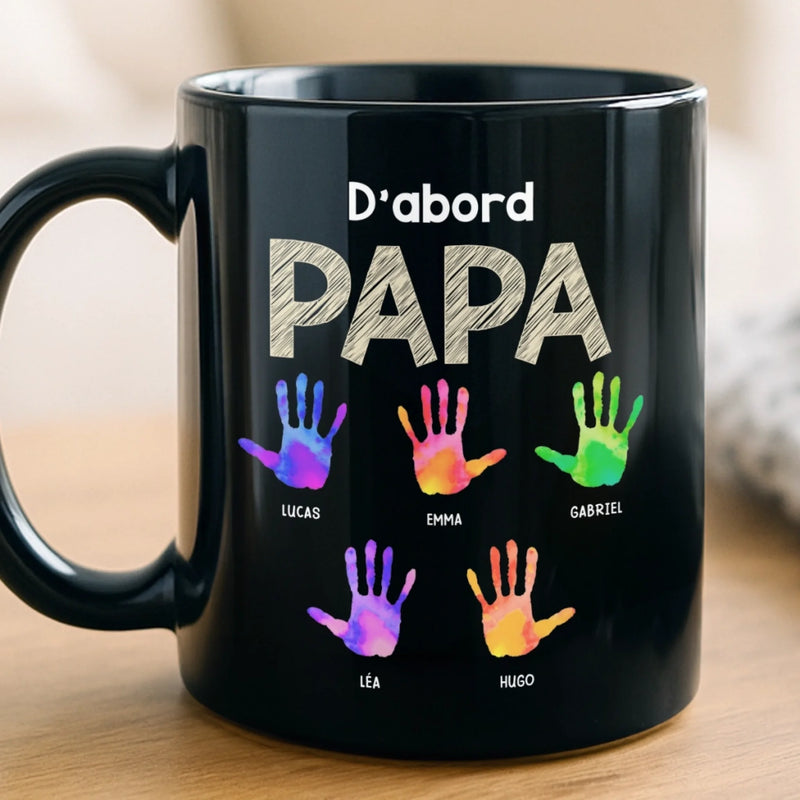 Mug Noir Personnalisé – Cadeau Pour Papy, Papa – Devenir Père Puis Grand-père