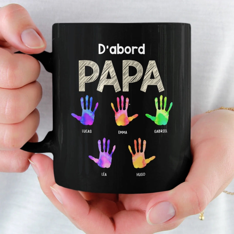 Mug Noir Personnalisé – Cadeau Pour Papy, Papa – Devenir Père Puis Grand-père