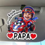 Clip De Pare-soleil En Acrylique Personnalisé Avec Photo – Cadeau Pour Papa – Roule Prudemment