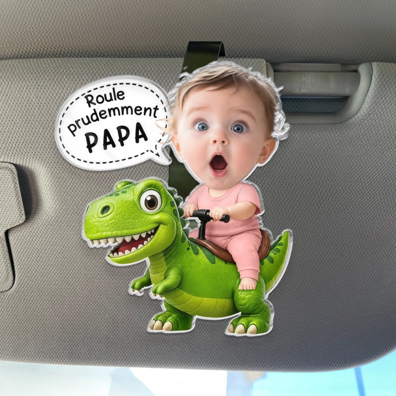 Clip De Pare-soleil En Acrylique Personnalisé Avec Photo – Cadeau Pour Papa – Bonne Route