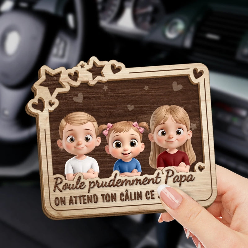 Clip de pare-soleil personnalisé – Cadeau pour papa – J'attends ton câlin ce soir