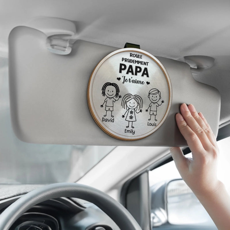 Clip de pare-soleil personnalisé – Cadeau pour papa – Prends garde en roulant