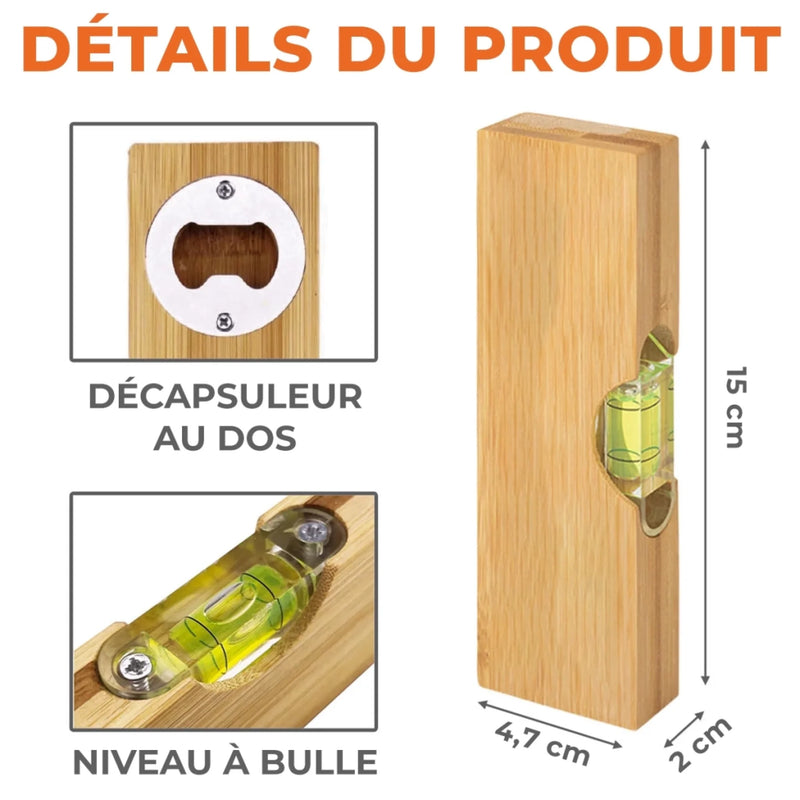 Décapsuleur en Bois Personnalisé avec Niveau – Cadeau Fête des Pères pour Papa – Aucun Niveau Pour Notre Amour