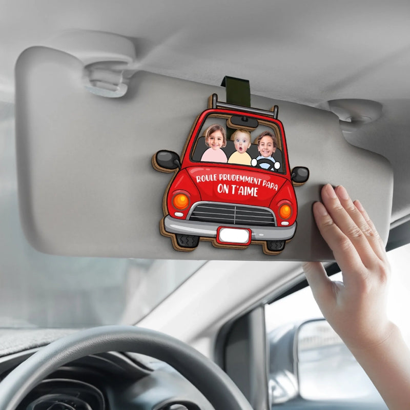 Clip De Pare-soleil Personnalisé Avec Photo – Cadeau Pour Papa – Sois Prudent Sur La Route