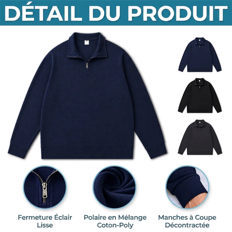 Sweat à Col Zippé Unisexe Personnalisé – Cadeau pour Papa, Papy – Papa Légendaire Depuis