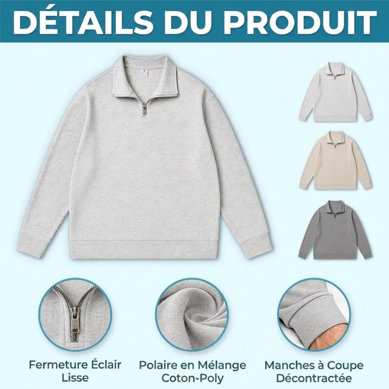 Sweat à Col Zippé Unisexe Personnalisé – Cadeau pour Papa, Papy – Papa rend chaque instant plus beau