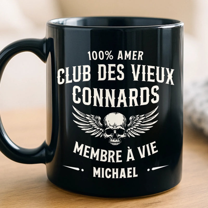 Mug Noir Personnalisé – Cadeau Rigolo pour Homme – Membre à vie