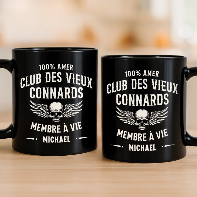 Mug Noir Personnalisé – Cadeau Rigolo pour Homme – Membre à vie