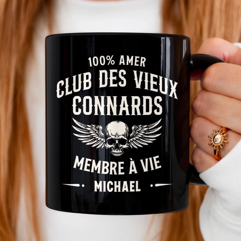 Mug Noir Personnalisé – Cadeau Rigolo pour Homme – Membre à vie