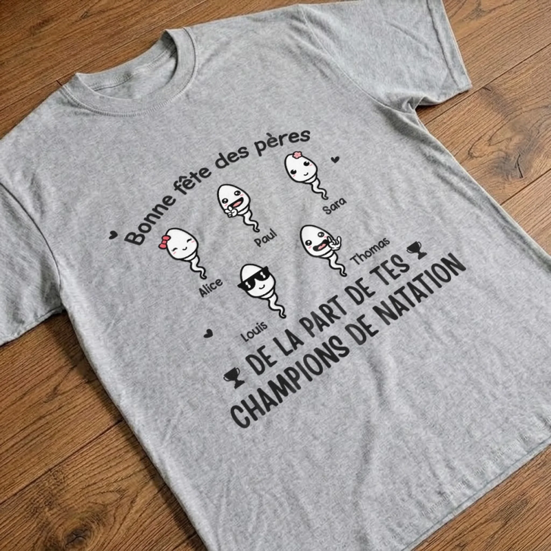 T-shirt Unisexe, T-shirt Premium, Hoodie Personnalisé – Cadeaux Pour La Fête Des Pères, Cadeau Humoristiques pour Papa - On Nage Vers La Victoire