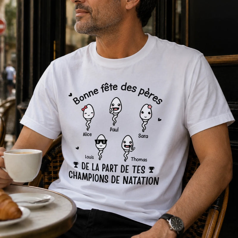 T-shirt Unisexe, T-shirt Premium, Hoodie Personnalisé – Cadeaux Pour La Fête Des Pères, Cadeau Humoristiques pour Papa - On Nage Vers La Victoire