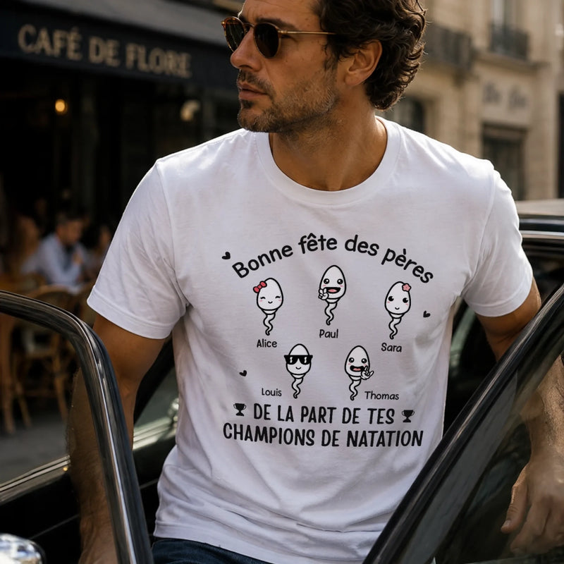 T-shirt Unisexe, T-shirt Premium, Hoodie Personnalisé – Cadeaux Pour La Fête Des Pères, Cadeau Humoristiques pour Papa - On Nage Vers La Victoire