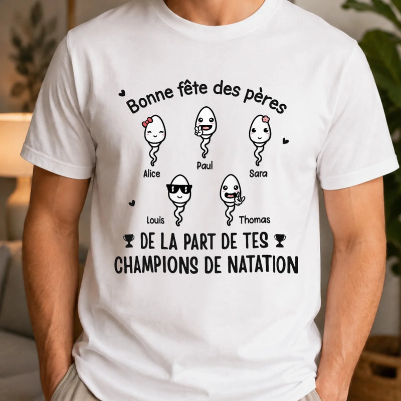 T-shirt Unisexe, T-shirt Premium, Hoodie Personnalisé – Cadeaux Pour La Fête Des Pères, Cadeau Humoristiques pour Papa - On Nage Vers La Victoire