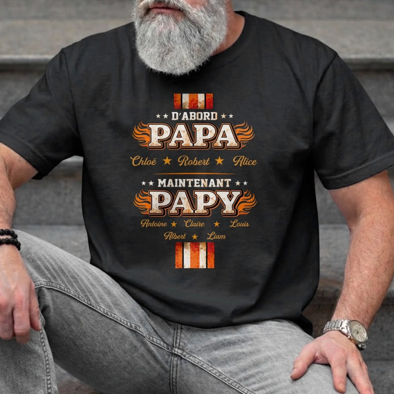 T-shirt unisexe, Hoodie Personnalisé – Cadeau pour Papy, Papa – D’abord papa, toujours fier