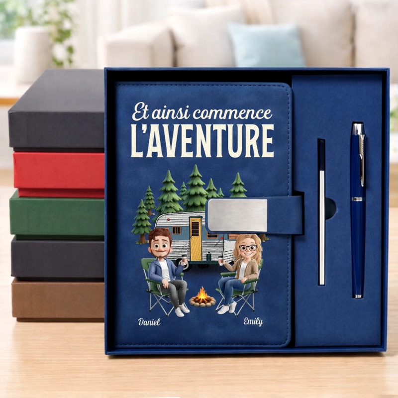 Ensemble de Carnets Personnalisés – Cadeau Pour Amoureux Du Camping - Et Ainsi Commence L'aventure