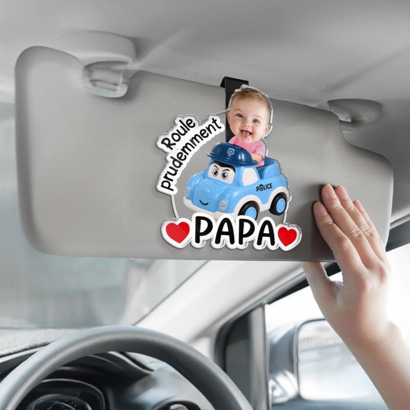 Clip De Pare-soleil En Acrylique Personnalisé Avec Photo – Cadeau Pour Papa – Mon Plus Beau Trajet