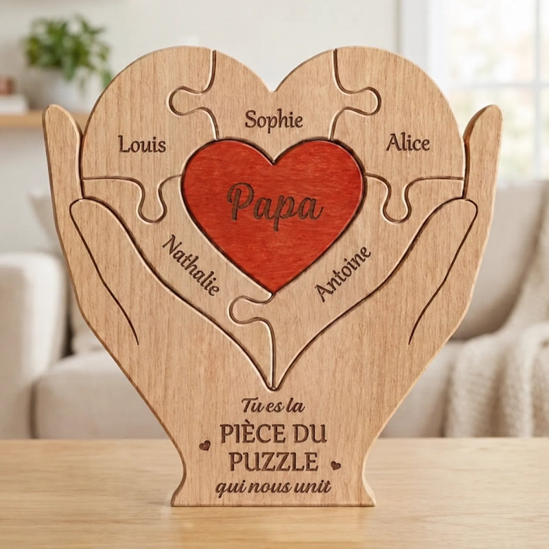 Puzzle En Bois Personnalisé – Cadeau Pour Papa – Tu Es La Pièce Qui Nous Rassemble