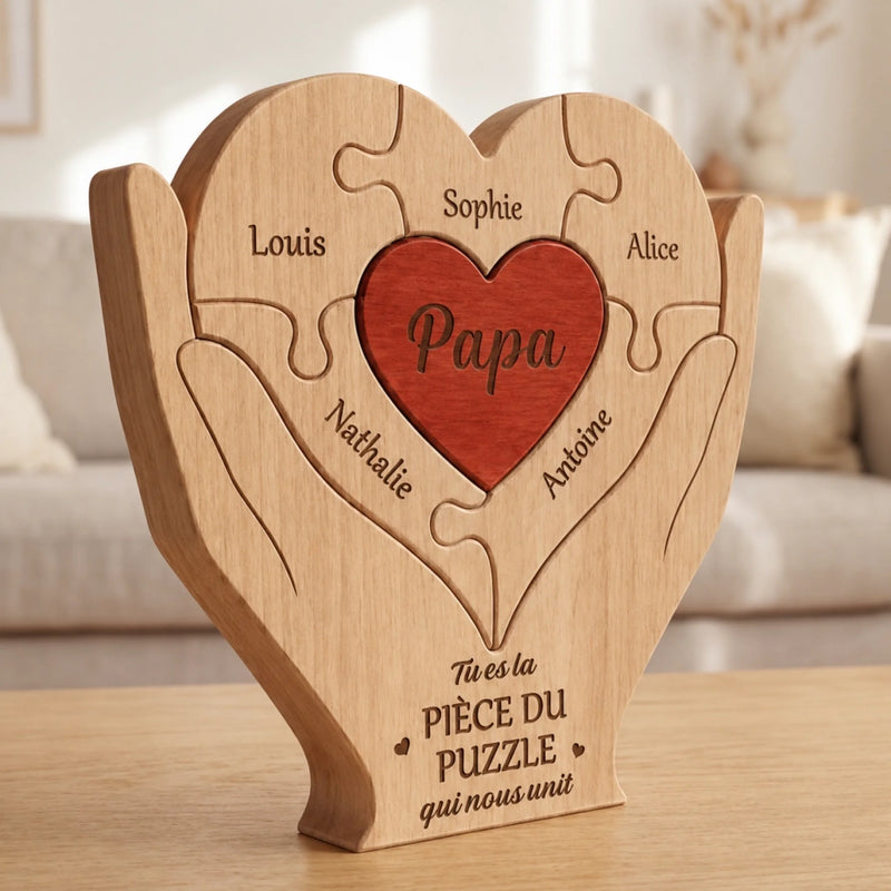 Puzzle En Bois Personnalisé – Cadeau Pour Papa – Tu Es La Pièce Qui Nous Rassemble
