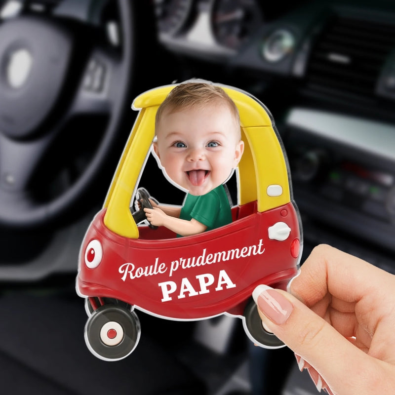 Clip De Pare-soleil En Acrylique Personnalisé Avec Photo – Cadeau Pour Papa – Rentre Bien