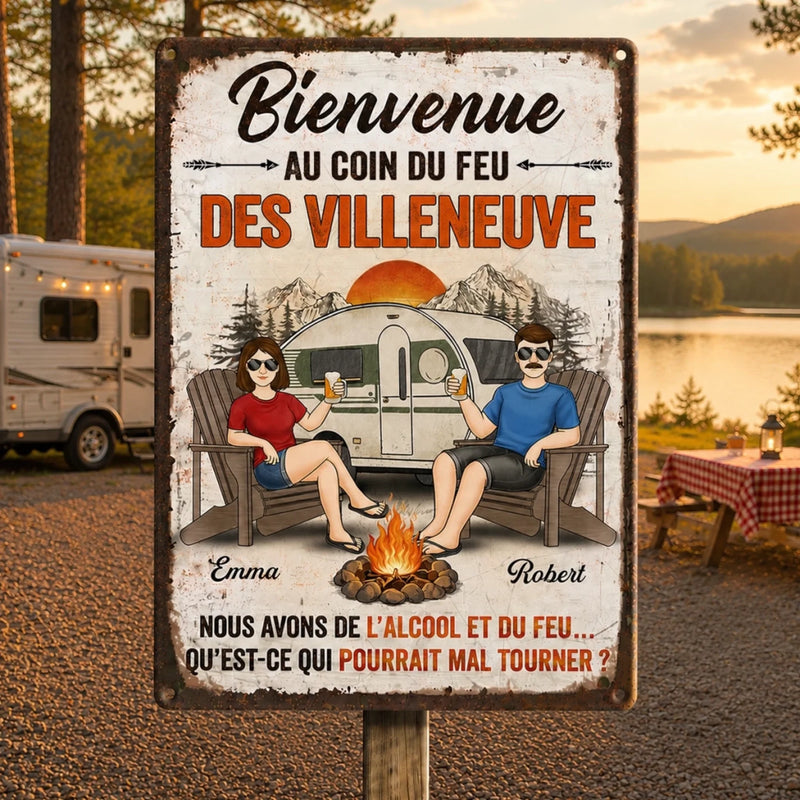 Panneau Métallique Personnalisé Pour La Décoration De La Maison – Cadeau Pour Amoureux Du Camping Et Couples Aventuriers – Nuits Folles Au Camping