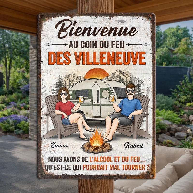 Panneau Métallique Personnalisé Pour La Décoration De La Maison – Cadeau Pour Amoureux Du Camping Et Couples Aventuriers – Nuits Folles Au Camping