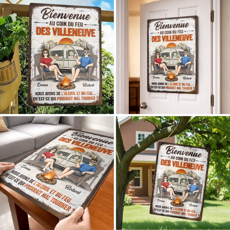 Panneau Métallique Personnalisé Pour La Décoration De La Maison – Cadeau Pour Amoureux Du Camping Et Couples Aventuriers – Nuits Folles Au Camping