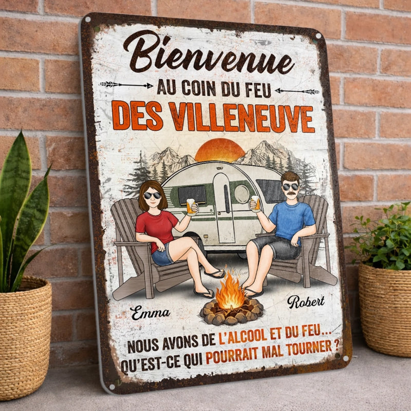 Panneau Métallique Personnalisé Pour La Décoration De La Maison – Cadeau Pour Amoureux Du Camping Et Couples Aventuriers – Nuits Folles Au Camping
