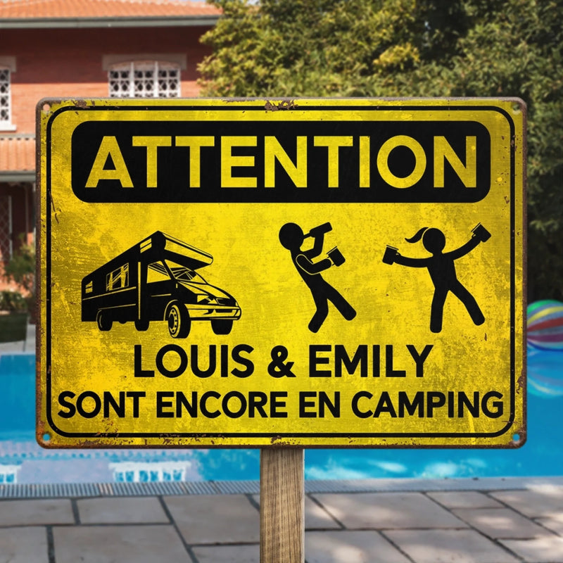 Panneau Métallique Personnalisé – Cadeau Pour Amoureux Du Camping  – Feu, Alcool, Camping