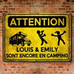 Panneau Métallique Personnalisé – Cadeau Pour Amoureux Du Camping  – Feu, Alcool, Camping