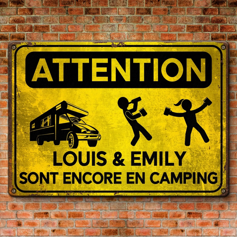 Panneau Métallique Personnalisé – Cadeau Pour Amoureux Du Camping  – Feu, Alcool, Camping